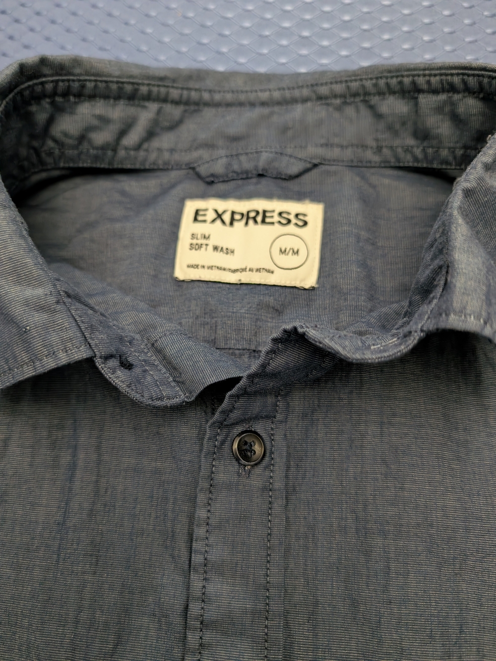 Express Men's Slim Soft Wash Button-Up Shirt - Blue